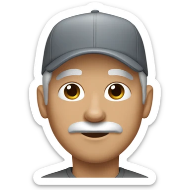 blue eyed man gray hair gray goatee wearing ball cap holding chihuahua with long black hair sticker