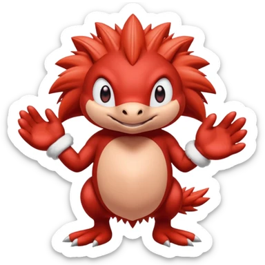 Sonic the hedgehogs friend knuckles a red animal with peach arms and white mittens that have no fingers , he’s a echidna with red eyes sticker