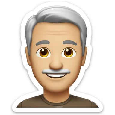 An mature Italian man with light skin, short dark brown  hair, a smiling face without moustache sticker