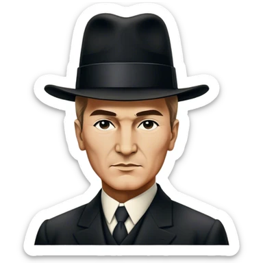 ​Cinematic Realistic Portrait of a Young Mustafa Kemal Atatürk, depicted in his iconic tall black hat and traditional attire with a confident, visionary expression, rendered with rich historical textures and warm, inspiring lighting that captures his youthful dynamism and transformative leadership, sticker