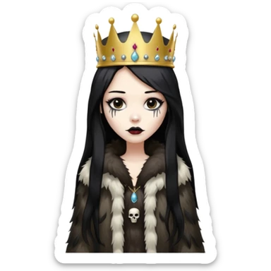 An attractive Alaskan princess, full body, facing to the right. In the style of your bleeding skull art. sticker