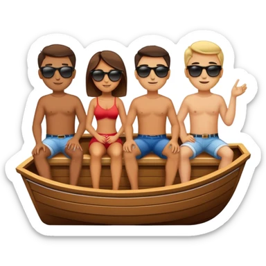 a group of friends on a boat sticker
