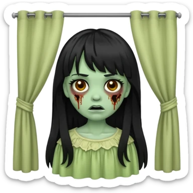 Faça uma zombie de cabelo longo preto com curtain bangs sticker