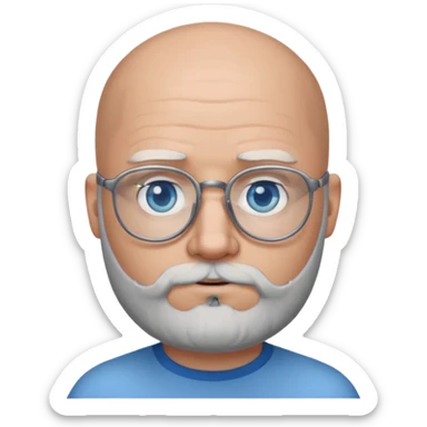 Bald man with salt and pepper beard and glasses sticker