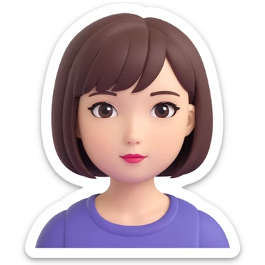Make the alt-girl look like Samsung Sam, with a cute expression, bob haircut, drawn eyeliner, only the head and hair, no neck, keep background transparent in 3D emoji style. sticker