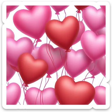 pink and red heart balloon bouquet  sticker