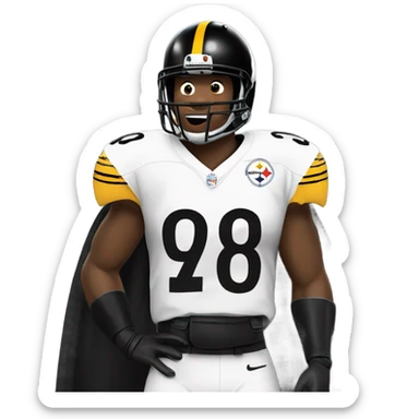 Pittsburgh Steelers player in uniform with black cape. sticker