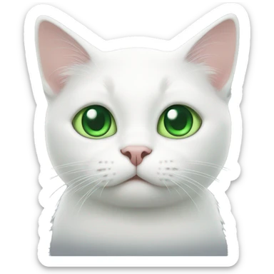 White cat with green ayes sticker