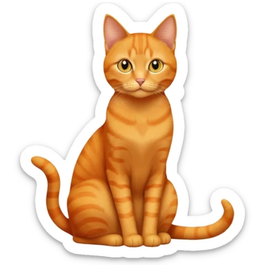 full body solid orange domestic shorthair slim cat with yellow/orange eyes sitting sticker