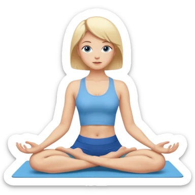 Blonde short hair blue eyes yoga poses sticker