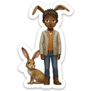 Boy with long hare sticker