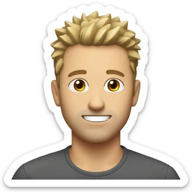 Average white guy with short spikey hair and stubble  sticker