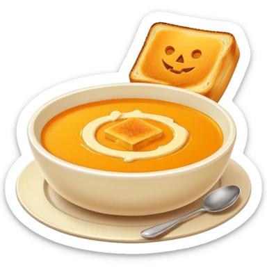 pumpkin soup with sliced grilled cheese on the side sticker