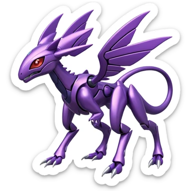 Shiny Futuristic Genesect-Miraidon-Lunala-Fakémon-hybrid-creature (full body)  sticker