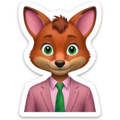 Nick Wilde (pink shirt, green tie, no suit) from the Zootopia Disney movie sticker