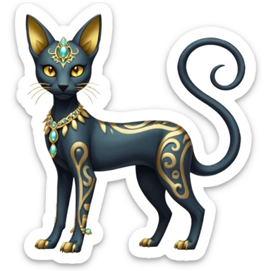 Skeletal skull-faced slim elegant thin beautiful Bastet-Umbreon-Solgaleo-Salandit-fusion (full body) sticker