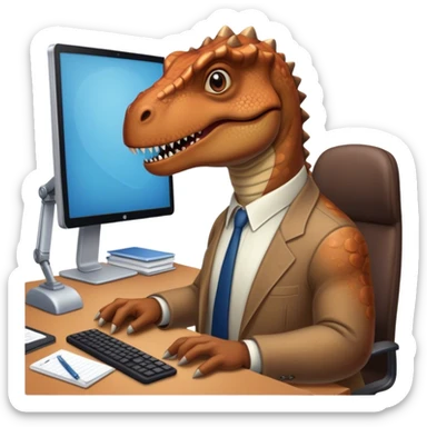 old dinosaurs working in an office sticker