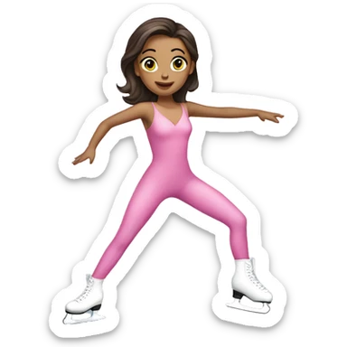 brunette ice skating pink bodysuit full body sticker
