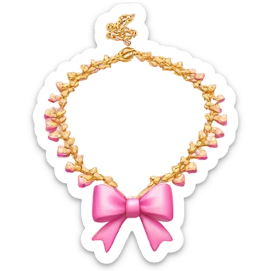 Gold necklace with little pink bows sticker