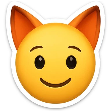 yellow face with orange fox ears emoji, digital illustration sticker