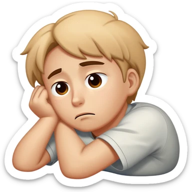 A character named Boksil lying down with a defeated, discouraged expression, looking sad and exhausted sticker