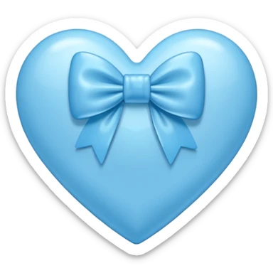 light blue heart with a bow, emoji style sticker