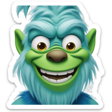 Blue grinch smirking sticker