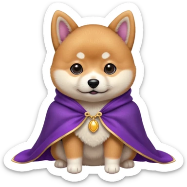 baby shiba dog, in magic purple cloak sticker