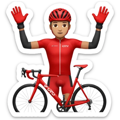 Racer + red jersey + bike gloves, City Cyclists. sticker