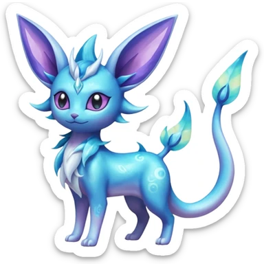 Shiny Nebulae Espeon-Lumineon-Vaporeon-Amaura-Glaceon-Dragonair-Fakémon-hybrid-creature (full body)  sticker