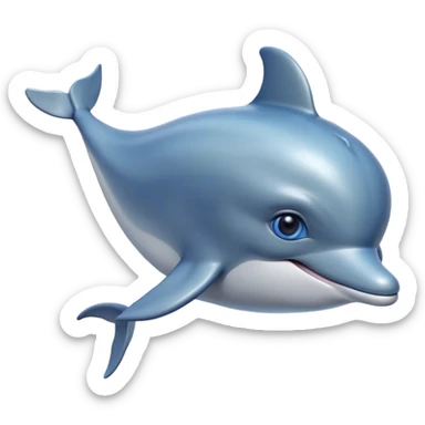 Cinematic Noble Dolphin Portrait Emoji, Poised and graceful, with a sleek, streamlined body of smooth, silvery-blue skin and a gentle, arched dorsal fin, deep, soulful eyes exuding intelligence, Simplified yet sharp and sophisticated features, highly detailed, glowing with a soft, aquatic luminescence, high shine, intelligent and elegant, stylized with an air of oceanic majesty, focused and fluid, soft glowing outline, capturing the essence of a watchful and confident marine guardian that seems ready to leap out of the screen with effortless authority! sticker