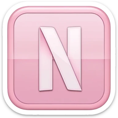 Netflix aesthetic "N" logo in pastel pink with white glowing outline sticker