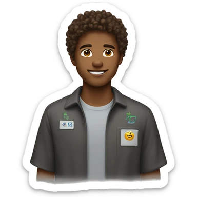a boy named lane with curly brown hair who is a computer science major sticker