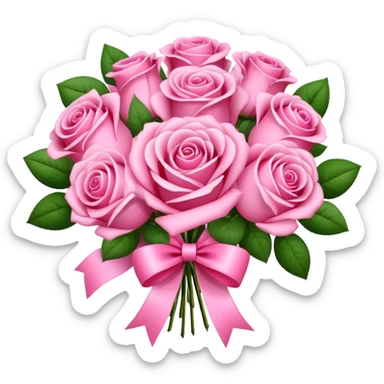 pink rose bouquet with pink ribbons  sticker