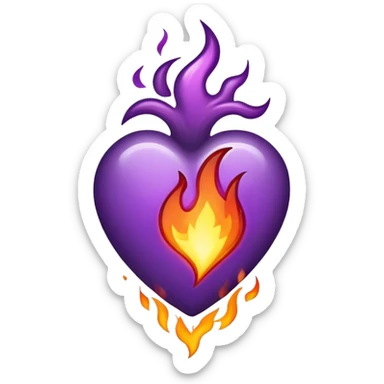 corazon morado con fuego sticker