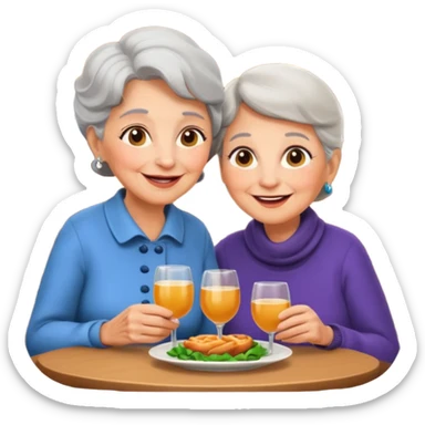 conversación dentro de un restaurant  dos personas y una de las persoans sea una abuela sticker