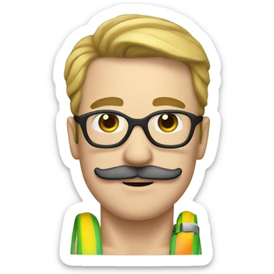Gay white man with mustache and snorkel sticker