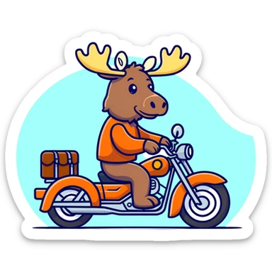 Moose riding motorcycle sticker