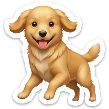 happy golden retriever with frisbee in mouth sticker