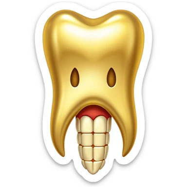 An ornate gilded tooth sticker