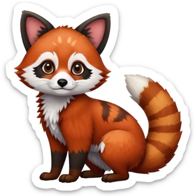 Black-eared Realistic patterned speckled flurry scaly 4-legged quadrupedal Red-Panda-Caracal-Munchkin-Kitten-Lemur-Raccoon-Dog-Red-Fox-animal-fusion-hybrid, Full body sticker