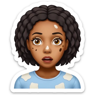 Emoji of a very shocked black female with vitiligo (alot of vitiligo patches) sticker