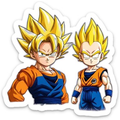 son goku et vegeta super sayen rose sticker