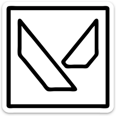 Valorant logo concept with the letter V, black outlined icon, no fill, strong geometric shapes, sleek and professional sticker