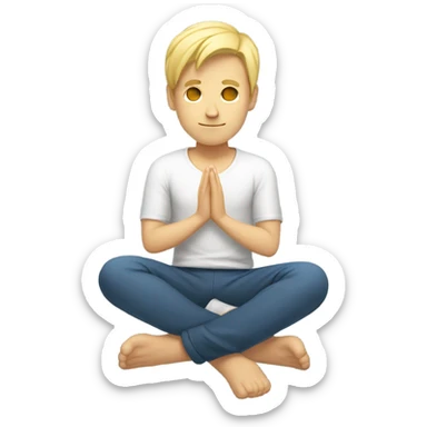 A man with blonde hair practicing yoga in the lotus pose, radiating serenity and focus sticker