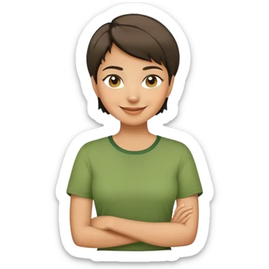 Uma mulher de academia, com cabelo curto e camisa verde nos tons Verdes:
#0B8C43
#0DA643
#16F275
#13F261
Quero ela sorrindo estilo iphone sticker