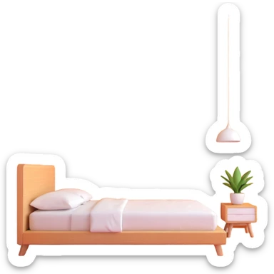 clean modern minimalist bedroom with blue color scheme, sleek furniture sticker