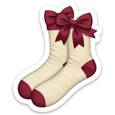 beige socks with a single burgundy bow sticker