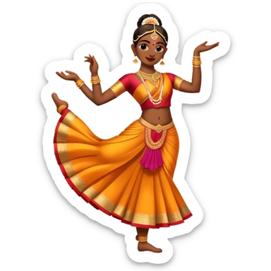 cinematic-realistic-bharatanatyam-dance-emoji,-depicted-as-an-elegant-classical-indian-dance-performance-with-graceful-poses,-intricate-costumes,-and-expressive-hand-gestures,-rendered-with-rich-textures-and-warm-dramatic-lighting, single dancer full body  sticker
