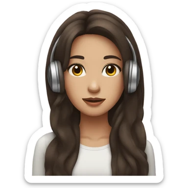 Girl listening to music  brunette  eyes closed sticker